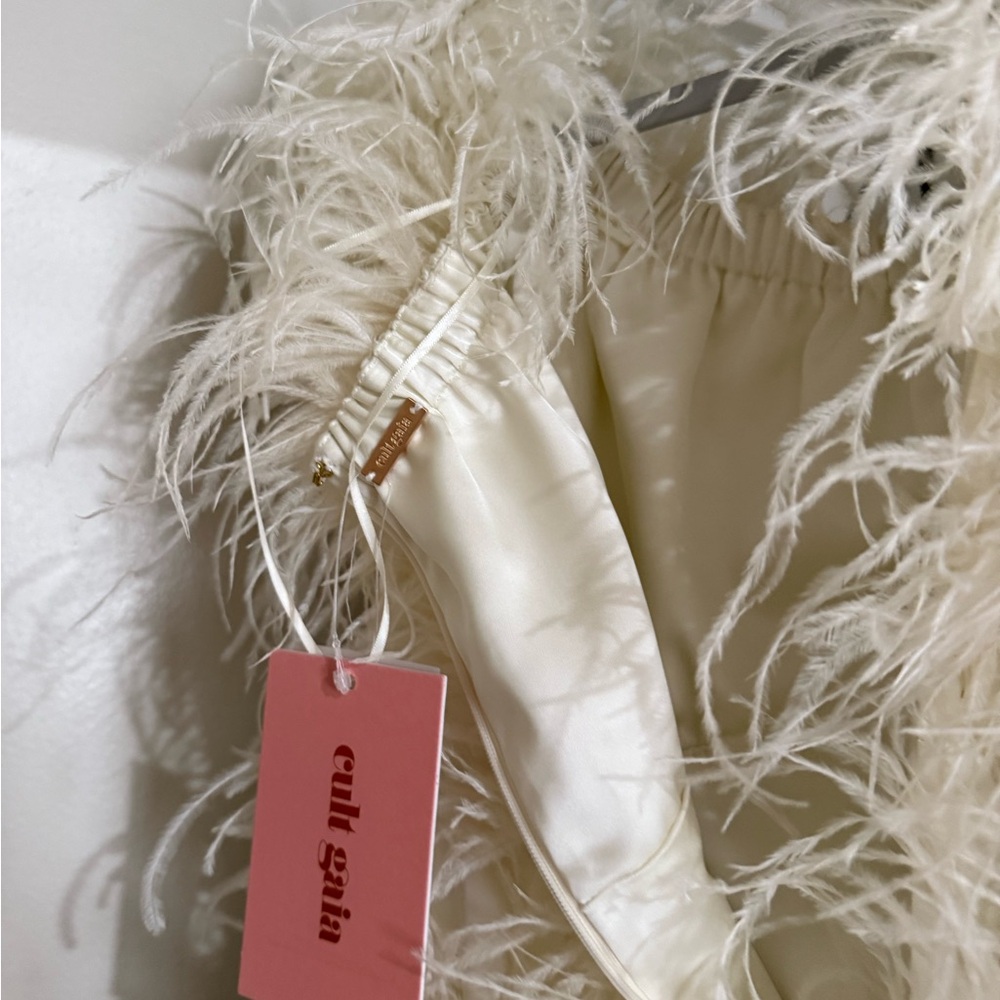 Cult Gaia Ivory Feathered Dress - Picture 8 of 8